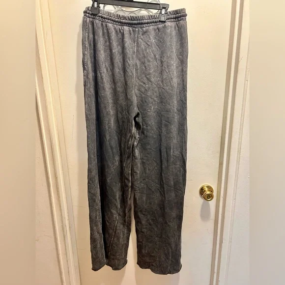 Three Bird Nest Charcoal Acidwash Wide Leg Drawstring Sweatpants - Picture 3 of 9